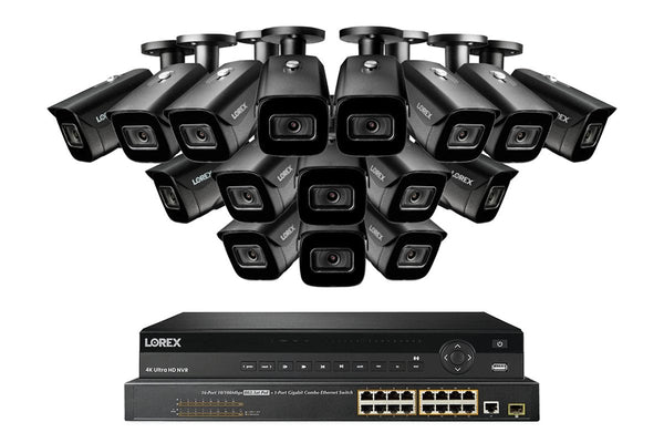 Lorex 4K (32 Camera Capable) 8TB Wired NVR System with Nocturnal 3 Smart IP Bullet Cameras Featuring Listen-In Audio and 30FPS Recording