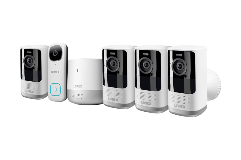 Lorex 2K Battery-Operated Security System (4-Cameras) with 2K QHD Wi-Fi Video Doorbell