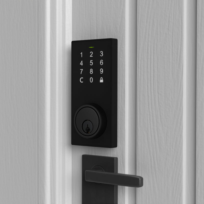 Bluetooth Deadbolt Smart Lock with Touchpad and App Control - Matte Black