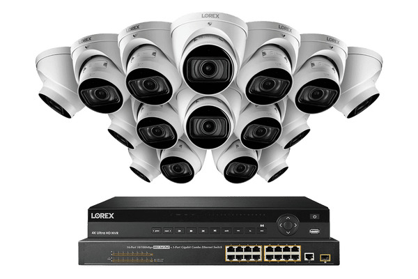 Lorex 4K (32 Camera Capable) 8TB Wired NVR System with Nocturnal 3 Smart IP Dome Cameras Featuring Motorized Varifocal Lens and 30FPS Recording