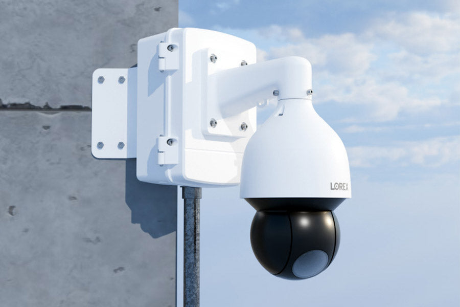 lifestyle image of PTZ security camera on PTZ junction box