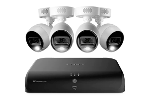 Analog Security Camera Security systems with analog deterrence cameras and Digital Video Recorder on transparent background