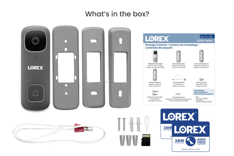 Lorex 1080p Wi-Fi Video Doorbell (Wired) with Wi-Fi Chimebox (32GB)