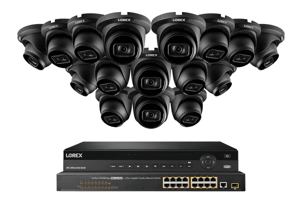 Lorex 4K (32 Camera Capable) 8TB Wired NVR System with Nocturnal 3 Smart IP Dome Cameras Featuring Listen-In Audio and 30FPS Recording